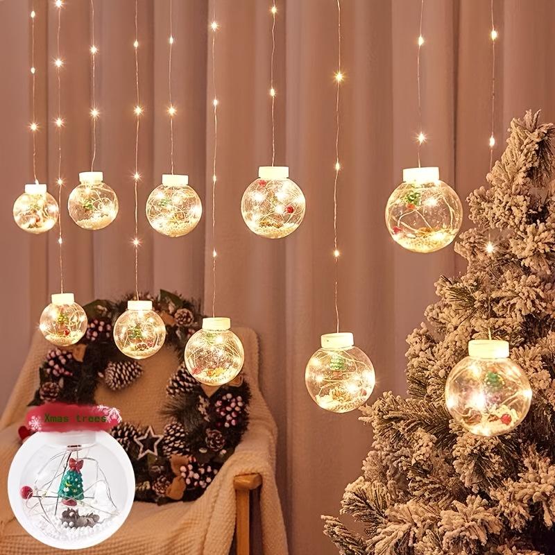 137.8" Edison Bulb Curtain String Lights – Warm White Wish Ball Lights with USB & Remote, 11 Modes, 3 Christmas Styles (Snowman, Christmas Tree, Santa) – Wedding Backdrop, Proposal Decor, Photography Props & Holiday Decorations
