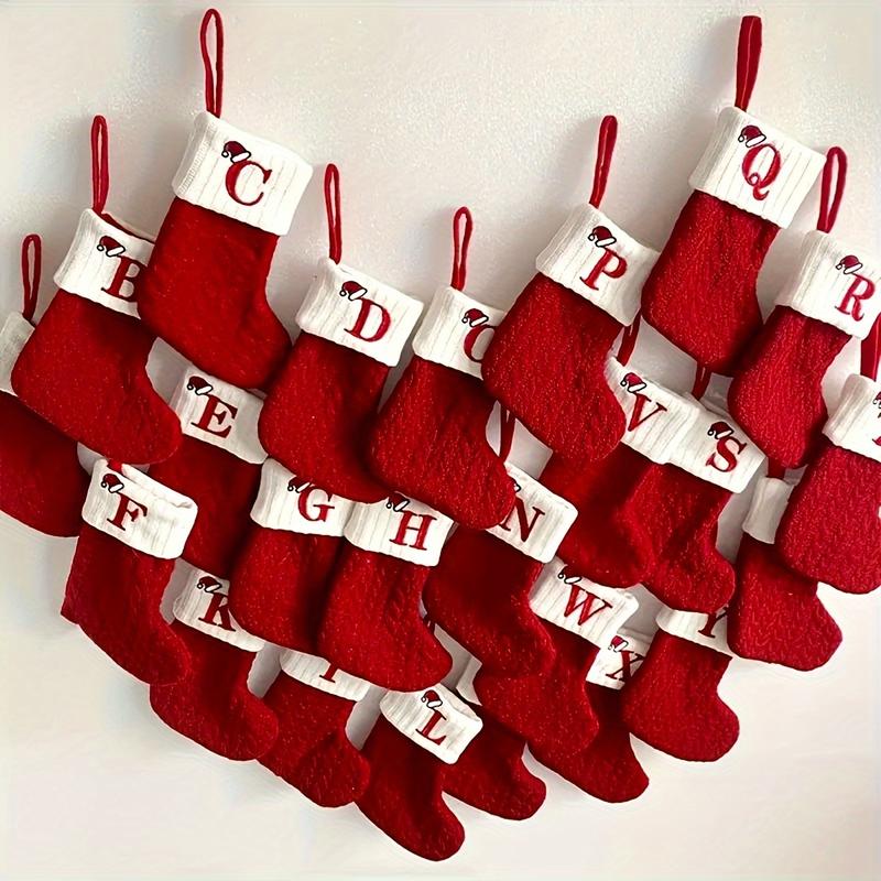 1pc 2025 Premium Christmas Stocking – Large Capacity Xmas Sock, Durable Red & White Holiday Gift Bag for Candy, Toys & Decorations – Classic Christmas Décor for Fireplace, Home & Parties
