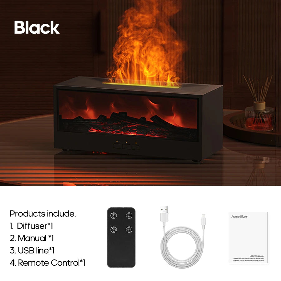 Christmas Hub™ Fireplace Aroma Diffuser – Flame Humidifier with Remote & LED Lights