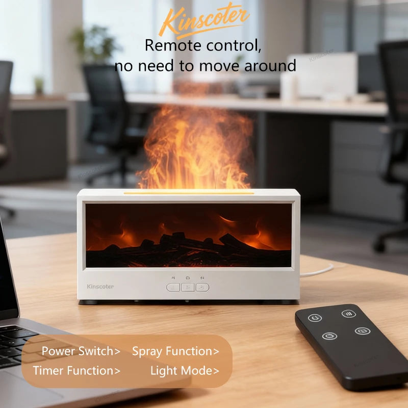 Christmas Hub™ Fireplace Aroma Diffuser – Flame Humidifier with Remote & LED Lights