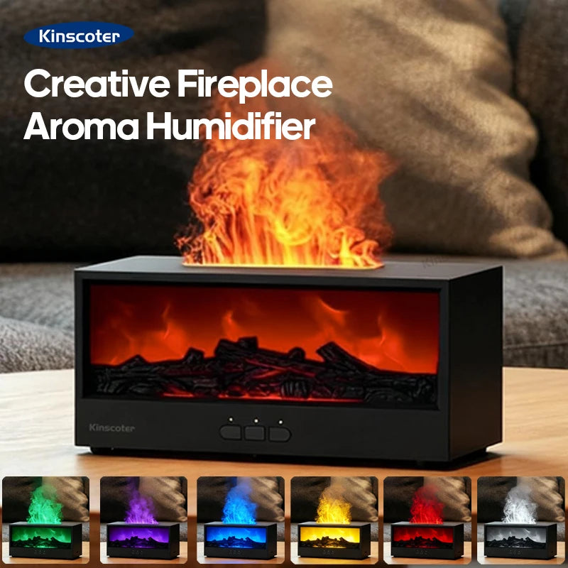 Christmas Hub™ Fireplace Aroma Diffuser – Flame Humidifier with Remote & LED Lights